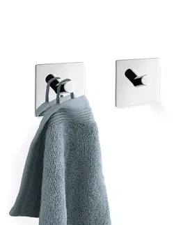 Koupelnový nábytek Nerezové čtvercové samolepící háčky na ručník DUPLO lesklé set 2ks ZACK