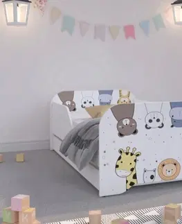 Dětské postele Nádherná dětská postel 160 x 80 cm se zvířátky