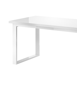 Jídelní stoly DEJEON rozkládací stůl, bílá/bílé sklo
