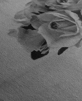 Černobílé obrazy Obraz růže ve váze v černobílém provedení