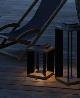 Solární lampy s pohybovým čidlem Les Jardins Solární lucerna Teckalu, Duratek/hliník černá, 65,5 cm