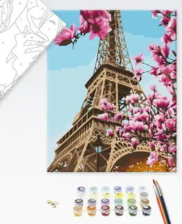 Města Malování podle čísel sakura v Paříži