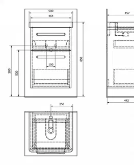 Koupelnový nábytek SAPHO THEIA umyvadlová skříňka 46,4x70x44,2cm s umyvadlem THALIE, 2xzásuvka, bílá (TH050) TH050-3030-01