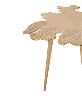 Luxusní a designové příruční stolky Estila Art-deco zlatý příruční stolek hojily ve tvaru listu 42cm