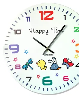 Dětské nástěnné hodiny Dětské nástěnné hodiny bílé barvy se zvířátky