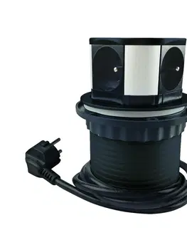 Prodlužovací kabely Solight PP100-B Výsuvný prodlužovací blok se 4 zásuvkami, černá