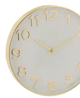 Hodiny Bílo-zlaté plastové hodiny se zlatými čísly Damio - Ø 39*4cm J-Line by Jolipa 6618