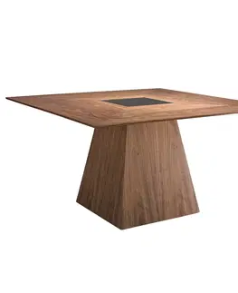 Designové a luxusní jídelní stoly Estila Dřevěný jídelní stůl Vita Naturale čtvercový se skleněným detailem