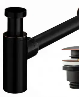 Sifony k pračkám HOPA Umyvadlový kovový sifon s click/clack zátkou, univerzální, černá s patinou BAHA8536