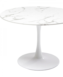 Kulaté jídelní stoly KARE Design Kulatý stůl Veneto - mramorově bílý, Ø110cm