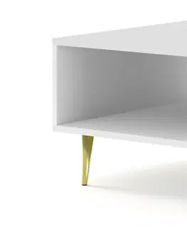 Konferenční stolky ARTBm Konferenční stolek RAVENNA B 90 | bílá matná Provedení: Bílá matná / zlatá podnož