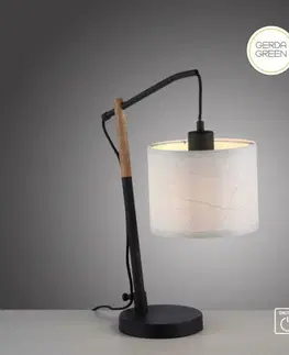 Lampy na noční stolek LEUCHTEN DIREKT is JUST LIGHT stolní lampa černá s imitací dřeva šňůrový vypínač IP20 do interiéru LD 14184-16