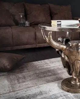 Designové a luxusní konferenční stolky Estila Industriální konferenční stolek s motivem býčích hlav bronzový 56cm