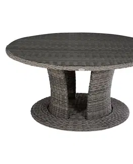 Zahradní stolky DEOKORK Ratanový stůl jídelní BORNEO LUXURY průměr 160 cm (šedá)