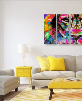Pop art obrazy 5-dílný obraz barevná hlava lva