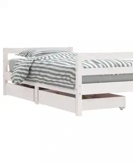 Dětské pokoje Dětská postel se zásuvkami bílá 80x160 cm masivní borové dřevo