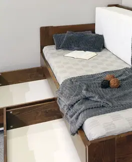 rozkládací Rozkládací postel s úložným prostorem GABRIEL - Levá, masiv buk