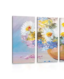 Obrazy květů 5-dílný obraz olejomalba letních květů