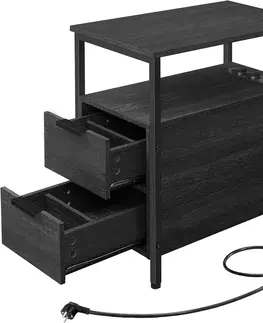 Stolky do obývacího pokoje SONGMICS Odkládací stolek s nabíjecí stanicí Vasagle Brill antracitový/černý