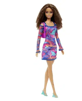 Hračky panenky MATTEL - Barbie modelka - duhové marble šaty