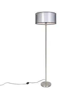 Stojaci lampy Designová stojací lampa z oceli s černo-bílým odstínem 47 cm - Simplo