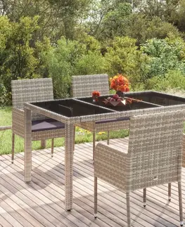 Zahradní stolky Zahradní stůl se skleněnou deskou šedý 150x90x75 cm polyratan