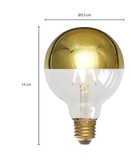 Stmívatelné LED žárovky Lucande Zrcadlová LED žárovka E27 3,8 W G95, 2700K zlatá