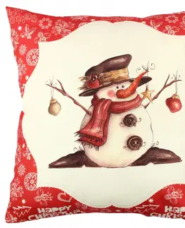 Polštáře Hanah Home Vánoční dekorační polštář se sněhulákem VASO 43x43 cm bílý/červený