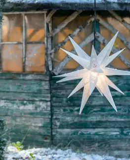 Vánoční světelná hvězda STERNTALER Sněhová vločka venkovní, 18cípá hvězda, potisk