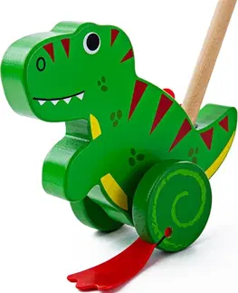 Dřevěné hračky Bigjigs Toys Dřevěný jezdící dinosaurus T-REX zelený