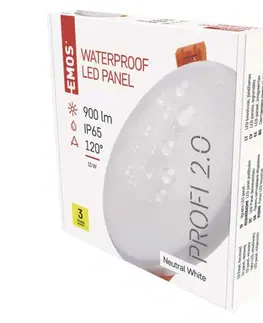 Bodovky do podhledu na 230V EMOS Lighting LED panel 125mm, kruhový vestavný bílý, 11W neutr. b., IP65 1540111120