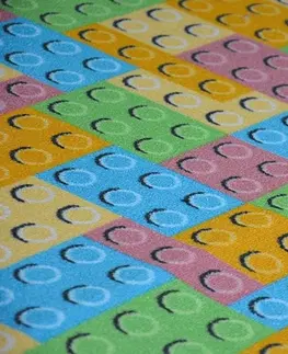 Koberce a koberečky Dywany Lusczow Dětský kusový koberec LEGO zelený, velikost 100x400