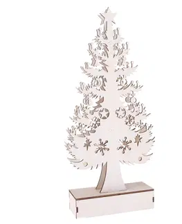 Vánoční dekorace Vánoční dřevěná LED dekorace Stromek bílá, 32 x 15 cm