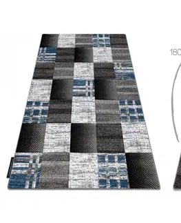 Koberce a koberečky Dywany Lusczow Kusový koberec ALTER Siena čtverce/mřížka modrý, velikost 80x150