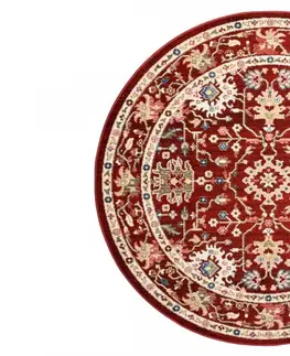 Kulaté a oválné koberce Červený kulatý koberec ve vintage stylu Šírka: 170 cm