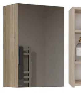Koupelnový nábytek TP Living Závěsná koupelnová skříňka POLA 40 cm se zrcadlem dub sonoma