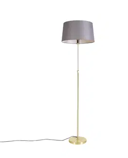 Stojaci lampy Stojací lampa zlatá / mosaz s odstínem lnu šedý 45 cm - Parte