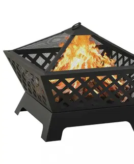 Grily Přenosné ohniště s pohrabáčem 64 cm černá Dekorhome