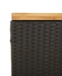 Zahradní úložné boxy Zahradní úložný box černý 110x55x63 cm polyratan akáciové dřevo