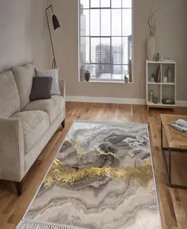 Koberce a koberečky Conceptum Hypnose Koberec Marble 80x200 cm šedý/zlatý