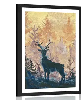 Zvířata Plakát s paspartou umělecká lesní malba