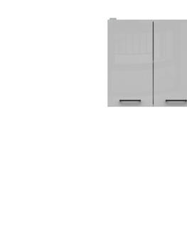 Kuchyňské linky JAMISON, skříňka horní 80 cm, bílá/světle šedý lesk 