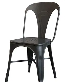 Jídelní stoly Černá antik kovová židle Factory Chair - 37*36*86cm Chic Antique 41037124 (41371-24)
