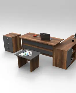 Kancelářské a psací stoly Set kancelářského nábytku VO13 ořech antracit