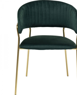 Židle s područkami KARE Design Zelená polstrovaná židle s područkami Belle (set 2 ks)