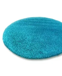 Koberce a koberečky Dywany Lusczow Kulatý koberec SHAGGY Hiza 5cm tyrkysový, velikost kruh 100