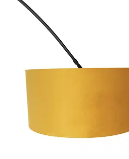 Obloukove lampy Oblouková lampa černá s velurovým odstínem okrově žlutá se zlatem 50 cm - XXL