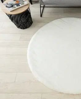 Koberce a koberečky Dywany Lusczow Kulatý koberec BUNNY bílý, velikost kruh 140