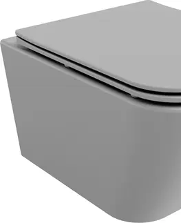 Záchody MEXEN Madox Závěsná WC mísa Rimless včetně sedátka s slow, Duroplast, světle šedá mat 30154061