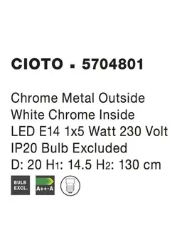 Moderní závěsná svítidla NOVA LUCE závěsné svítidlo CIOTO kov chrom venku bílý chrom uvnitř E14 1x5W IP20 bez žárovky 5704801